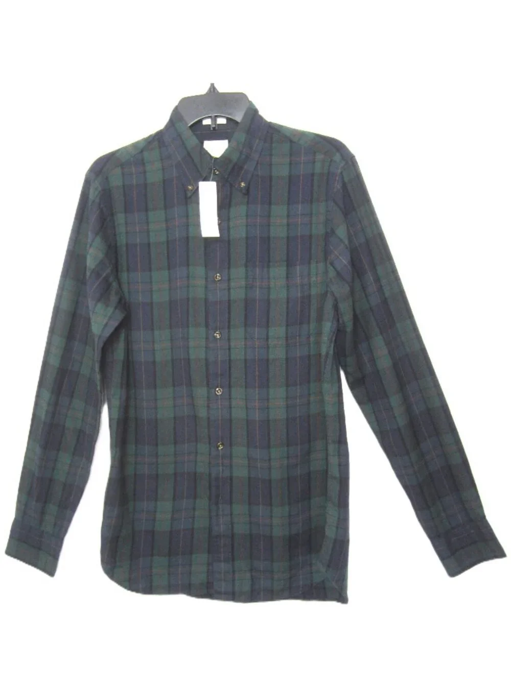 J. Crew NEW Mens Size Small Slim Brushed Twill Plaid Shirt Blue Green